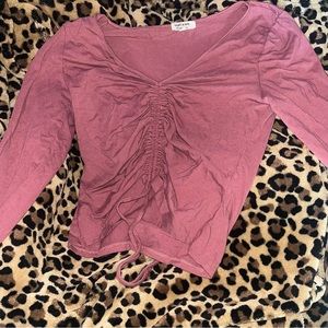 Dusty roseish colored long sleeve string top🌷🐙